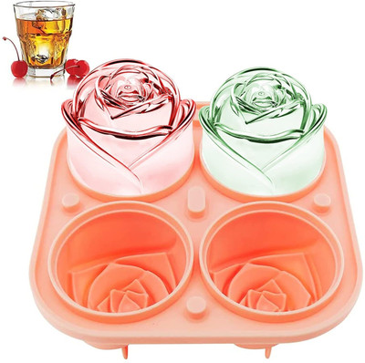 BHUMLO 3D Rose Ice Molds 2.5 Inch, Large Ice Cube Trays Multicolor Silicone Ice Cube Tray(Pack of1)