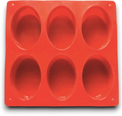 Grih Soukhya 6 Slots Oval shaped Silicone Mould For Soap, Ice, Candle Red Silicone Ice Cube Tray(Pack of1)