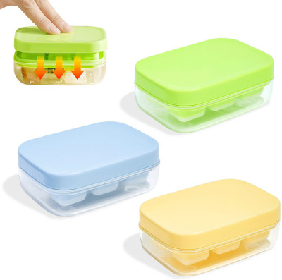 SERPLEX Silicone Ice Cube Tray 6 Cavity Food Grade Ice Mold with Lid Easy to Demold Multicolor Silicone Ice Cube Tray(Pack of1)