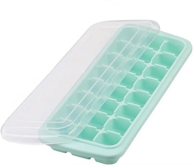 Giffy ® Flexible Silicone 24 Cavity Mould Ice Cube Tray with Lid Cover For Soft Drink. Green Silicone Ice Cube Tray(Pack of1)