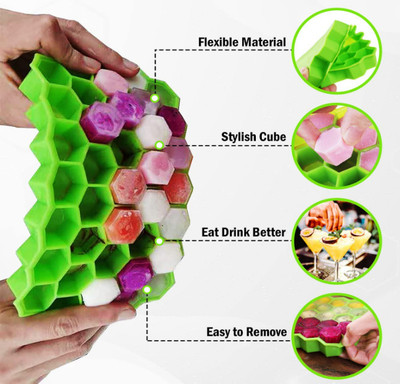 DOXMO Silicon Ice cube tray for Ice and chocolate maker_6 Green Silicone Ice Cube Tray(Pack of1)