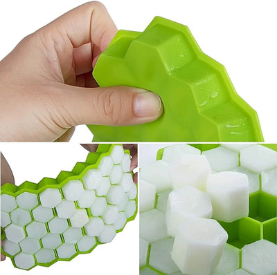 PARAMDHYEY Rubber Flexible Silicone Honeycomb Shape 36 Cavity Ice Cube Trays f Multicolor Silicone Ice Cube Tray(Pack of2)
