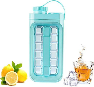 Bellveen Ice Cube Trays for freezer 2 in 1 Ice Makers For Makes 17 Ice Cubes Multicolor Plastic, Silicone Ice Cube Tray(Pack of1)