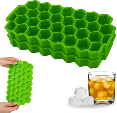 Sunvibe Ice-Cube-Tray-02 Green Silicone Ice Cube Tray(Pack of2)