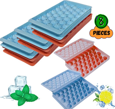 UNIQUE ENTERPRISE 33 Cavity Mini Round Ice Cube Tray with Lid for Juice, Whiskey & Cocktails Multicolor Plastic Ice Ball Tray(Pack of8)