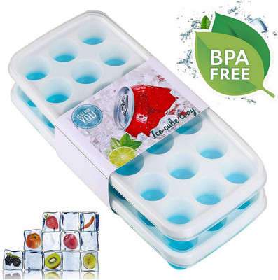 HM EVOTEK Safe Ice Tray for Drinks – BPA Free Silicone, 2 Pack, 21 Ice Molds Multicolor Silicone Ice Ball Tray(Pack of2)