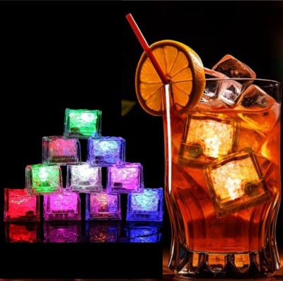 DOKMOE 12pcs Light Up Ice Cubes, Glow Led Light Up Ice Cube, Drinks & Flashing Ice Cube Multicolor Plastic Ice Cube Tray(Pack of12)