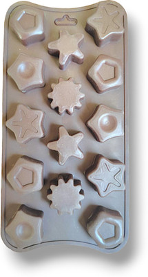 Grih Soukhya Food Grade Silicon Chocolate Mould in Star and Gear shape Brown Silicone Ice Cube Tray(Pack of1)