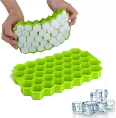Garu Plastic Silicone Honeycomb Ice Cube Tray for Freezer 37 Cavity Ice Cube Flexible Tray Green Silicone Ice Cube Tray(Pack of1)