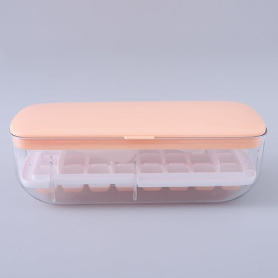 KUBER INDUSTRIES Ice Cube Storage Box with Ice Scoop | 24 Ice Cube Molds for Freezing|Pink Pink Plastic Ice Cube Tray(Pack of1)