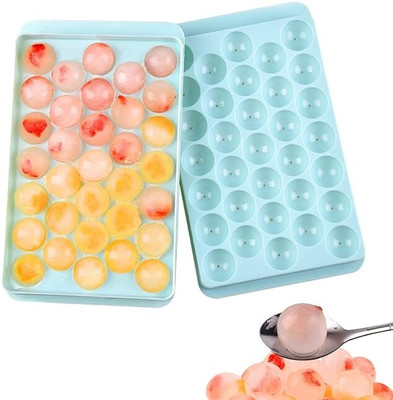 Finner Round Ice Cube Tray with Lid for Freezer Ice Ball Maker Easy Release BPA Free Blue Plastic Ice Ball Tray(Pack of1)