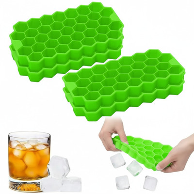 Dreamy Delights Green Silicone, Plastic Ice Cube Tray(Pack of4)