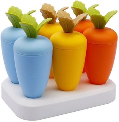 SKYZONE Carrot Shaped Set of 6 Plastic Reusable Ice Pop Makers, Kulfi, Candy Makers Multicolor Plastic Ice Cube Tray(Pack of1)