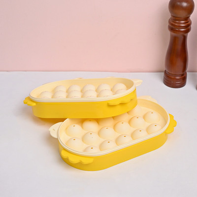 MARKET 99 Market99 Yellow Oval Plastic Ice Tray With Lid (Set Of 2) Yellow Plastic Ice Cube Tray(Pack of2)