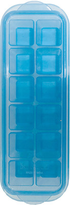 Inddushome Popup Ice Tray With Lid and Silicon Base Blue Plastic Ice Cube Tray(Pack of1)