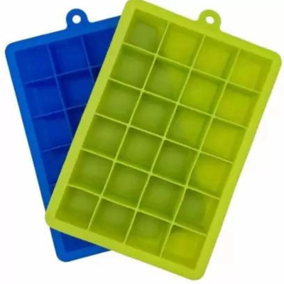 AnshAtoZ Silicon ice cube tray for freezer,flexible 24squarecavity mold for home(packof2) Multicolor Silicone Ice Cube Tray(Pack of2)