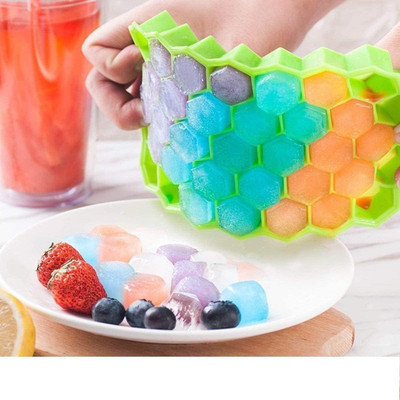 MORIXA Ice Cube Hexagonal Tray with lid Silicone ICE Ball Maker Molds Green Silicone Ice Cube Tray(Pack of1)