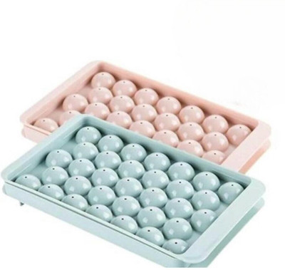 Sorath Ice Cube Tray with Lid Ice Ball Maker Round Ice Cube Mold,Easy Release BPA Free Multicolor Plastic Ice Ball Tray(Pack of2)