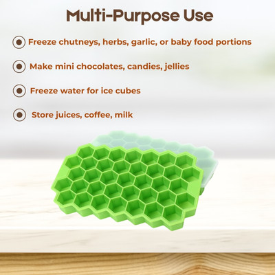 Spreenkal With Logo HONEYCOMB 37 ICE TRAYES Blue, Green Silicone Ice Cube Tray(Pack of2)