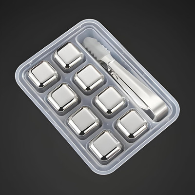 WAKTORO Premium stainless ice cubes set Silver Plastic, Steel Ice Cube Tray(Pack of1)