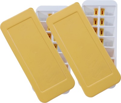 Jaypee Plus SMART ICE Tray for Fridge Drinks Beverages Home Office Kitchen Utility with Lid Yellow Plastic Ice Cube Tray(Pack of2)