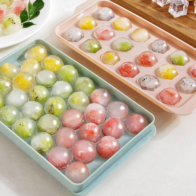 Crystal zone Plastic Ice Cube Tray Round 33 Grid Mini Circle Making Sphere Ball Mold (2) Multicolor Plastic Ice Cube Tray(Pack of2)