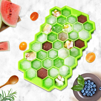 Regitx Ice Cube Tray with 37 Cavity Cubes Green Silicone Ice Cube Tray(Pack of1)