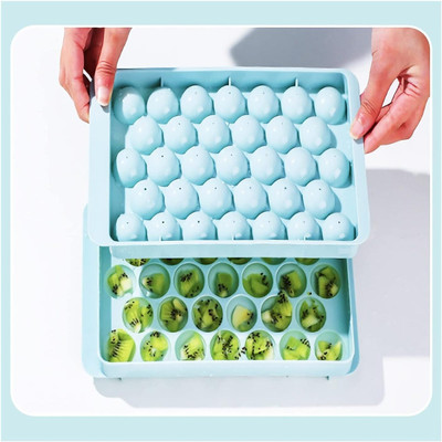 HASHONE Ice Ball Tray with Lid ,1.1Inch Sphere Ice Cube Mold for Freezer Blue Silicone Ice Cube Tray(Pack of1)