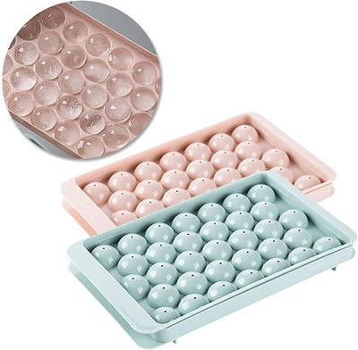Smartzone 37 I Plastic Ice Cube Tray with Ice Mold Trays Flexible Honeycomb Design Multicolor Silicone Ice Cube Tray(Pack of2)