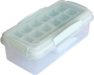CLASSY TOUCH CLASSY TOUCH Plastic Ice Cube Tray with Lid, Bucket and Spoon, Blue Plastic, Silicone Ice Cube Tray(Pack of1)