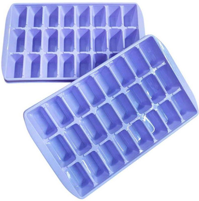 Kitchenium ice cube tray Purple Plastic Ice Cube Tray(Pack of2)