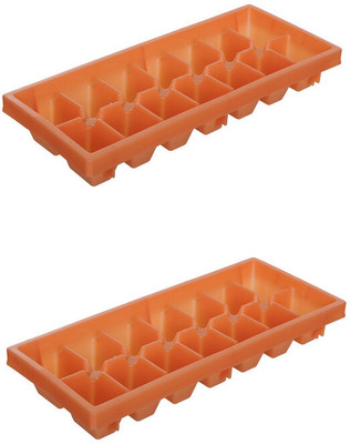 IM UNIQUE Orange Plastic Ice Cube Tray(Pack of2)
