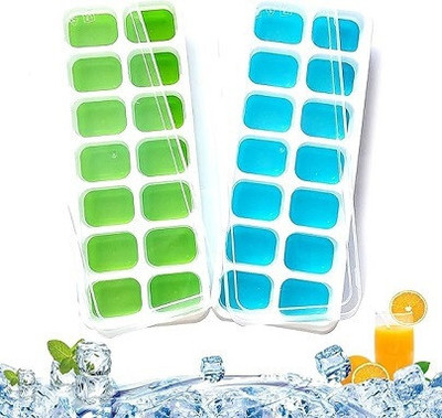 Masox Store SQARE ICE CUBE TRY 14 F73 Multicolor Silicone Ice Cube Tray(Pack of2)