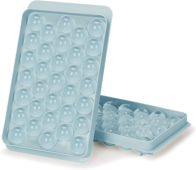 Neelameretail 33pcs Making Round Shape Plastic Ice Cube Tray Flexible and BPA-Free for Freezer Blue Plastic Ice Ball Tray(Pack of1)