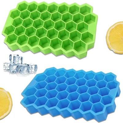 Smartzone Ice Cube Tray with Silicon Ice Mold Trays Flexible Silicone Honeycomb Design Multicolor Silicone Ice Cube Tray(Pack of2)