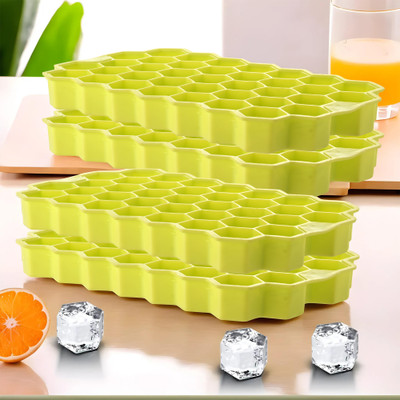 KUBER INDUSTRIES (Pack of 4) Honeycomb Silicone Ice Cube Tray for Kitchen, Chocolate | Green Green Silicone Ice Cube Tray(Pack of4)