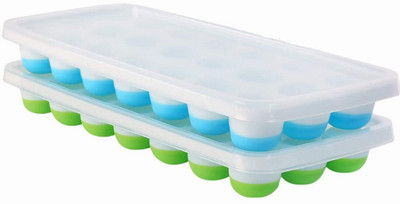 NARV Stackable Ice Trays for Freezer – 2 Silicone with Lid, 21 Cavity Multicolor Silicone Ice Ball Tray(Pack of2)