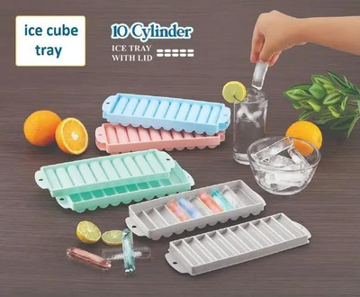 Dhruv Global Trade Cylindrical Ice Tray Multicolor Plastic Ice Cube Tray(Pack of2)