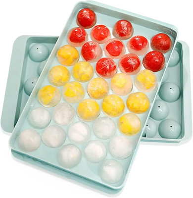 SARVANGAH Plastic Ice Cube Tray Round 33 Grid Mini Circle Making Sphere Ball Mold. Multicolor Silicone Ice Ball Tray(Pack of1)