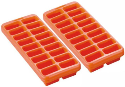 shoppingcorner Multipurpose Ice Cube Tray Orange Plastic Ice Cube Tray(Pack of2)
