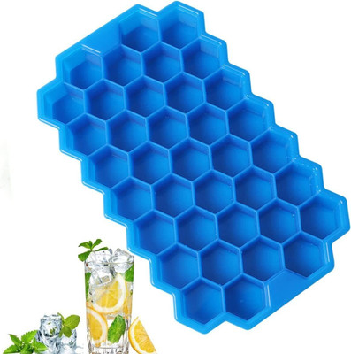 Manogyam Honeycomb 37 Cavity Ice Cube Mould Flexible Tray for Freezer,Chocolate Blue Silicone Ice Cube Tray(Pack of1)