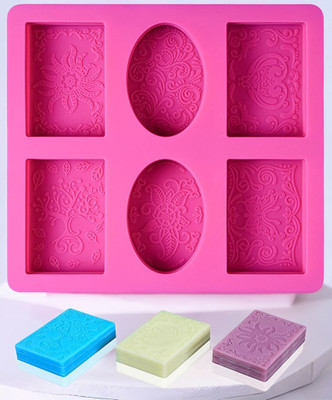 ADMONITION 6 Slots Oval and Rectangle shaped Silicone Mould For Soap making Multicolor Silicone Ice Cube Tray(Pack of1)