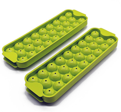 VOIISH Marbles Ice Tray Set (2-Pack) Perfectly Shaped Ice Cubes & Easy Cleaning Green Plastic Ice Cube Tray(Pack of2)