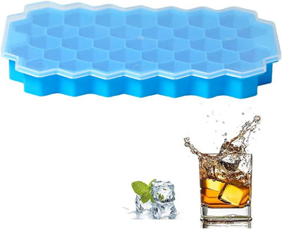 Eagean Honeycomb Silicone Ice Mold With lid Pack Of 1 Blue Silicone Ice Cube Tray(Pack of1)