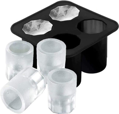 Redsky Silicone Shot Glass Mold Frozen Whiskey Glass Ice Cubes Ice Tray –Round Ice Cups Black Silicone Ice Cube Tray(Pack of1)