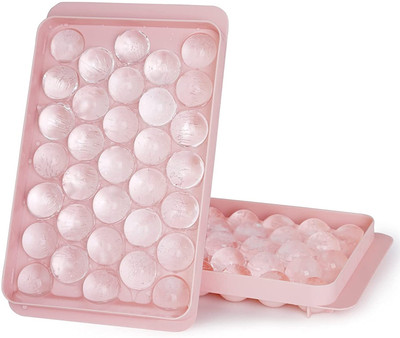 AlexVyan Alexvyan Round Ice Cube Tray Ice Ball Maker Mold 1 in X 33PCS Ice Cocktail Pink Plastic Ice Ball Tray(Pack of1)