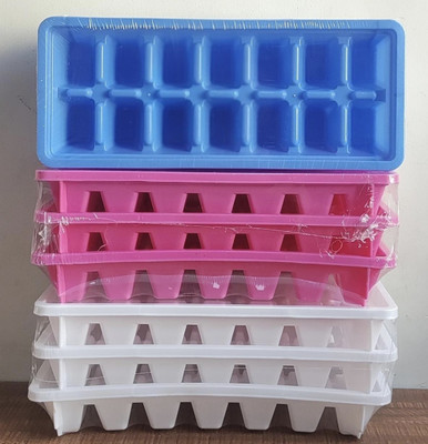Vinay Enterprise plastic_ice tray Pink, White, Blue Plastic Ice Cube Tray(Pack of3)