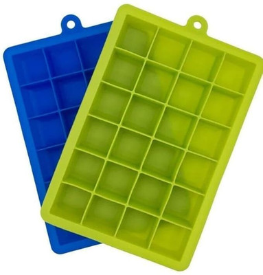 sitsra Durable Silicone Ice Cube Trays 24 Cavity Flexible- pack of 2 Green, Blue Silicone Ice Cube Tray(Pack of2)