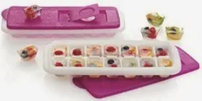 TUPPERWARE Ice Cube Tray – BPA-Free Plastic, Flexible & Easy Release Purple, White Plastic Ice Cube Tray(Pack of2)