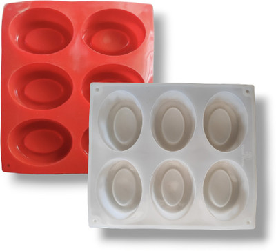 Grih Soukhya 6 cavity soap mold for making pears soap & oval donut. Multi/same color delivery Multicolor Silicone Ice Cube Tray(Pack of2)